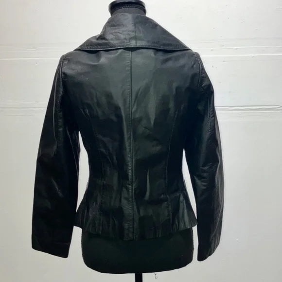 Black Leather double breasted jacket - Picture 11 of 13